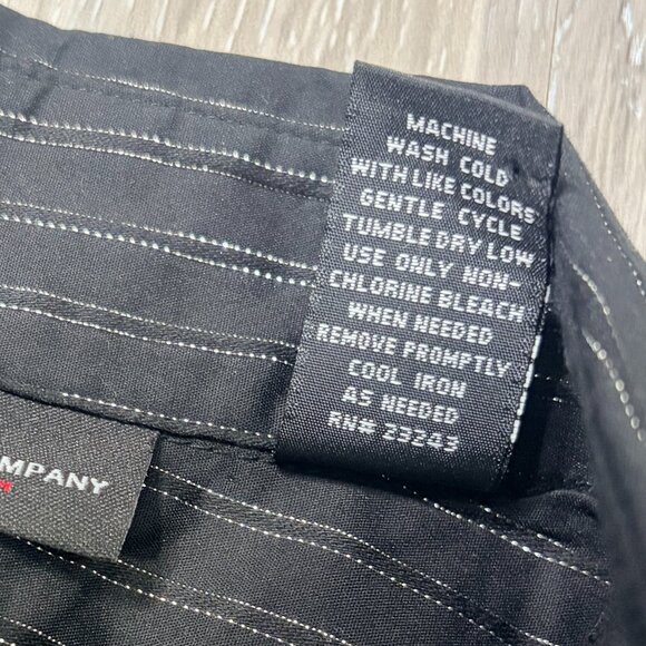 New York & Company Black Metallic Pinstripe Button Front Shirt Dress Size M - Picture 9 of 9